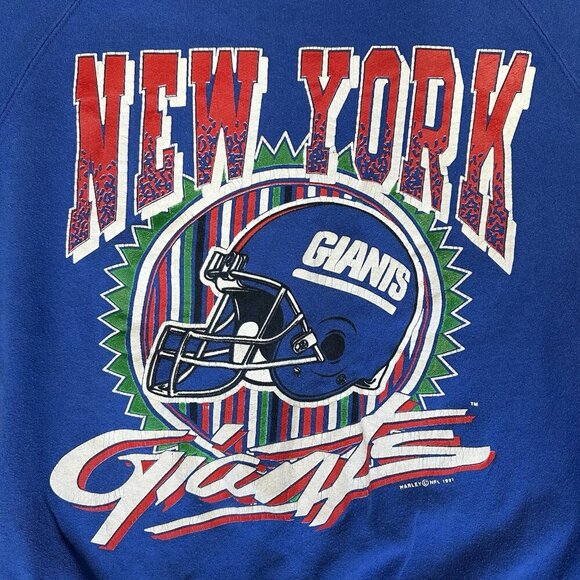 Vintage 90’s New York Giants Crewneck Sweatshirt Size M Harley 1991 NFL Blue - Picture 3 of 6